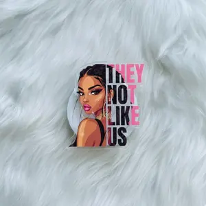 They Not Like Us kindle Grip, Aesthetic Melanin Girl with Afro Art, Beautiful Pink Girl Bookish Accessory for Book Lovers