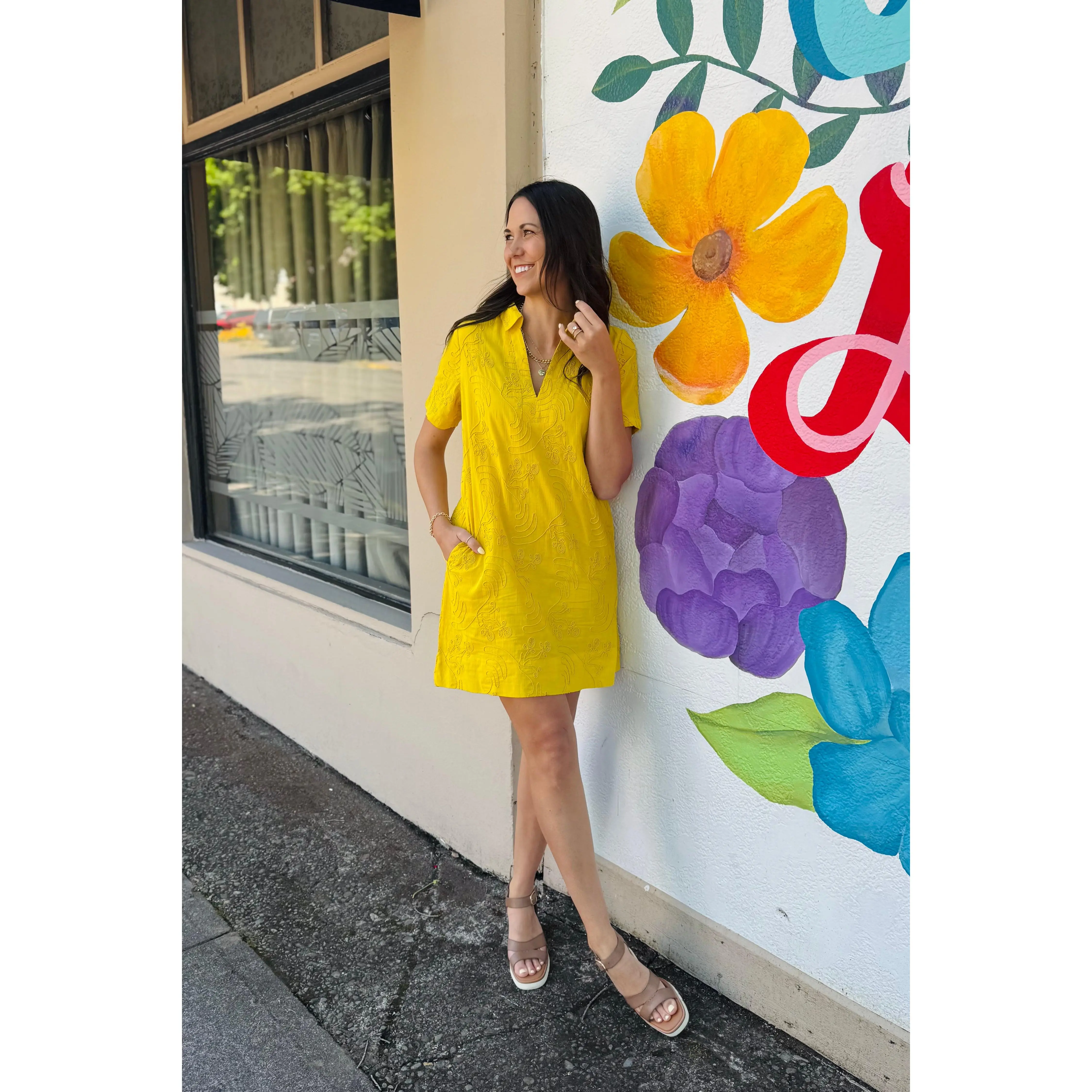 S/S V-neck Tunic Dress