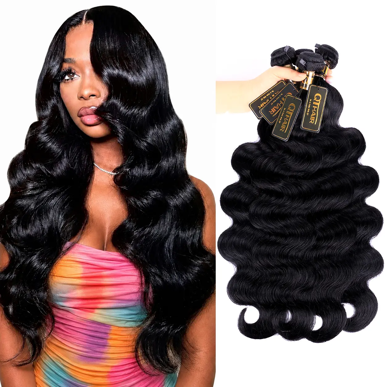 QTHAIR Brazilian Body Wave Bundles/Straight /LooseDeep Wave/Burmese Curly Bundle 100% Human Hair 5x5 HD Lace / 4x4 Transparent Lace Closure 1B Natural Color Weft Hair Extensions for Quick Weave Traditional Sew in for Black Women #TikTokShopFallDealsForYou