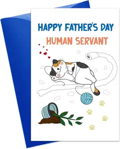 Cat Dad Fathers Day Card - Funny Father's Day Cards for Cat Dads Fathers Day Greeting Card from Daughter Son Wife Best Cat Dad Ever Gifts for Men from Wife