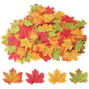 400PC Fake Fall Leaves for Wedding & Party Decor, Artificial Autumn Maple Leaf Decorations for Thanksgiving & Halloween