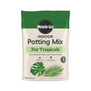 Miracle-Gro Indoor Potting Mix for Tropicals - Formulated for Monsteras and Pothos, Contains Lava Rock, Feeds Up to 6 Months, 6 qt.