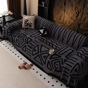 Bohemian Style Plush Sofa Cover, Soft and Cozy Couch Blanket, Decorative Home Furniture Accessory for Living Room