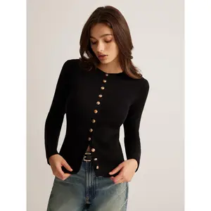 Button Down Skinny Knit Top