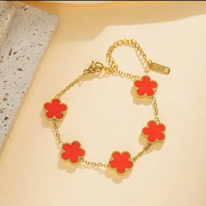 stainless steel bracelet women’s red and gold