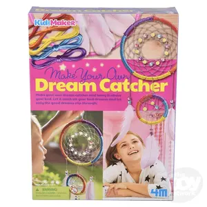 KidzMaker Make Your Own Dream Catcher DIY Craft Kit for Kids Creative Art Set with Feathers Beads Hoop & Colorful Threads Perfect for Rainy Days Birthday Parties