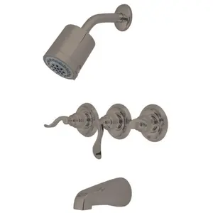 212 MAIN NuWave French Tub & Shower Faucet, 3 Handles, Volume Dial, Rough-In Valve, Satin Nickel Finish