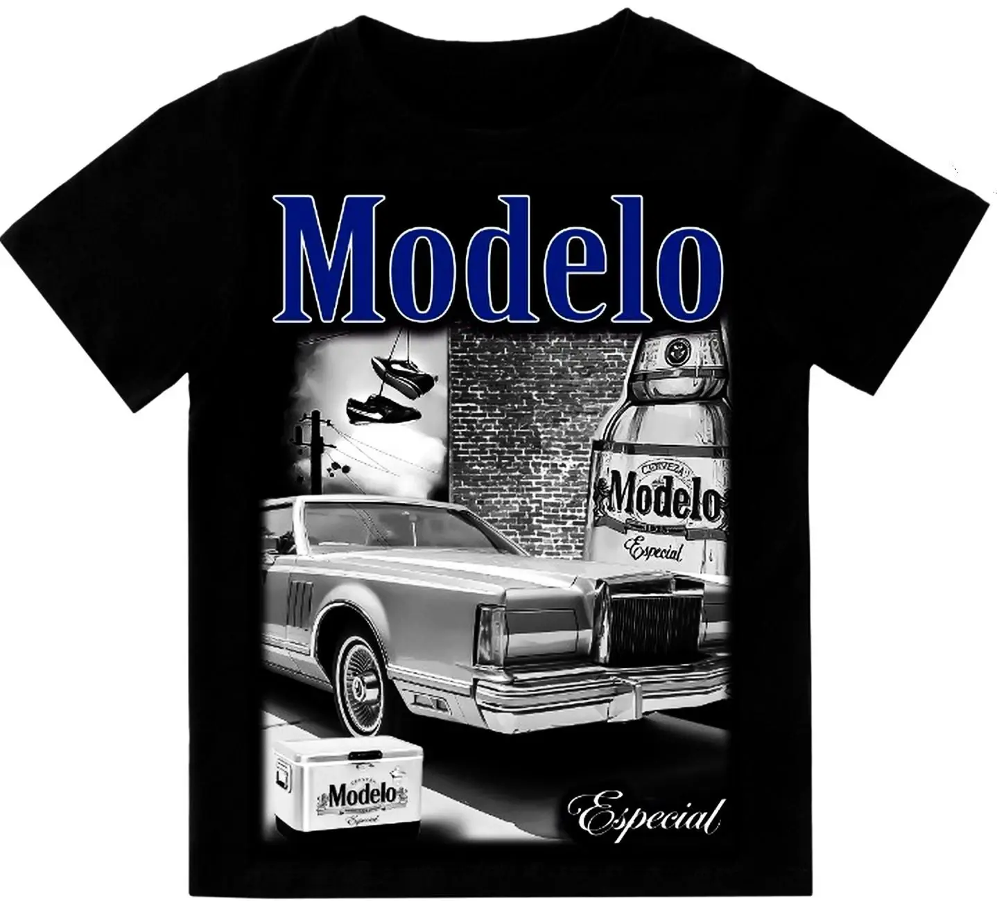 Modelo Low Rider Graphic T-Shirt, Printed Cotton Tee, Vintage Chicano Latino Streetwear Short Sleeve Top For Men Women
