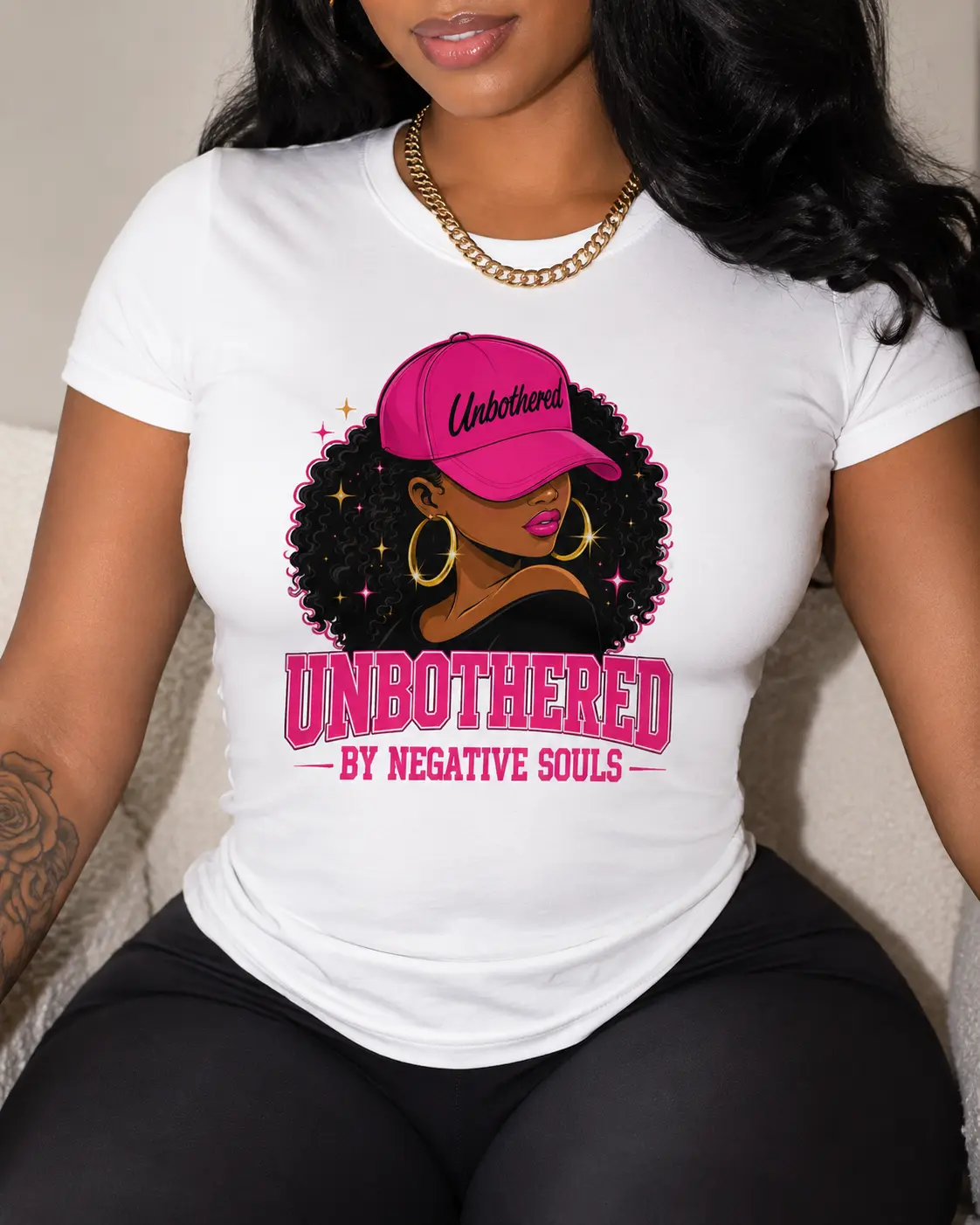 Men's Loose Fit Short-Sleeve T-Shirt - African American Afro Queen Sassy Unbothered Statement Streetwear Top, All Seasons, Single Piece, Shortsleeve, Style, Crew Neck, Casual, Cotton, Jeans, Menswear, Round Neck, Afro Queen Art, Pure Cotton, Unbothered Pr
