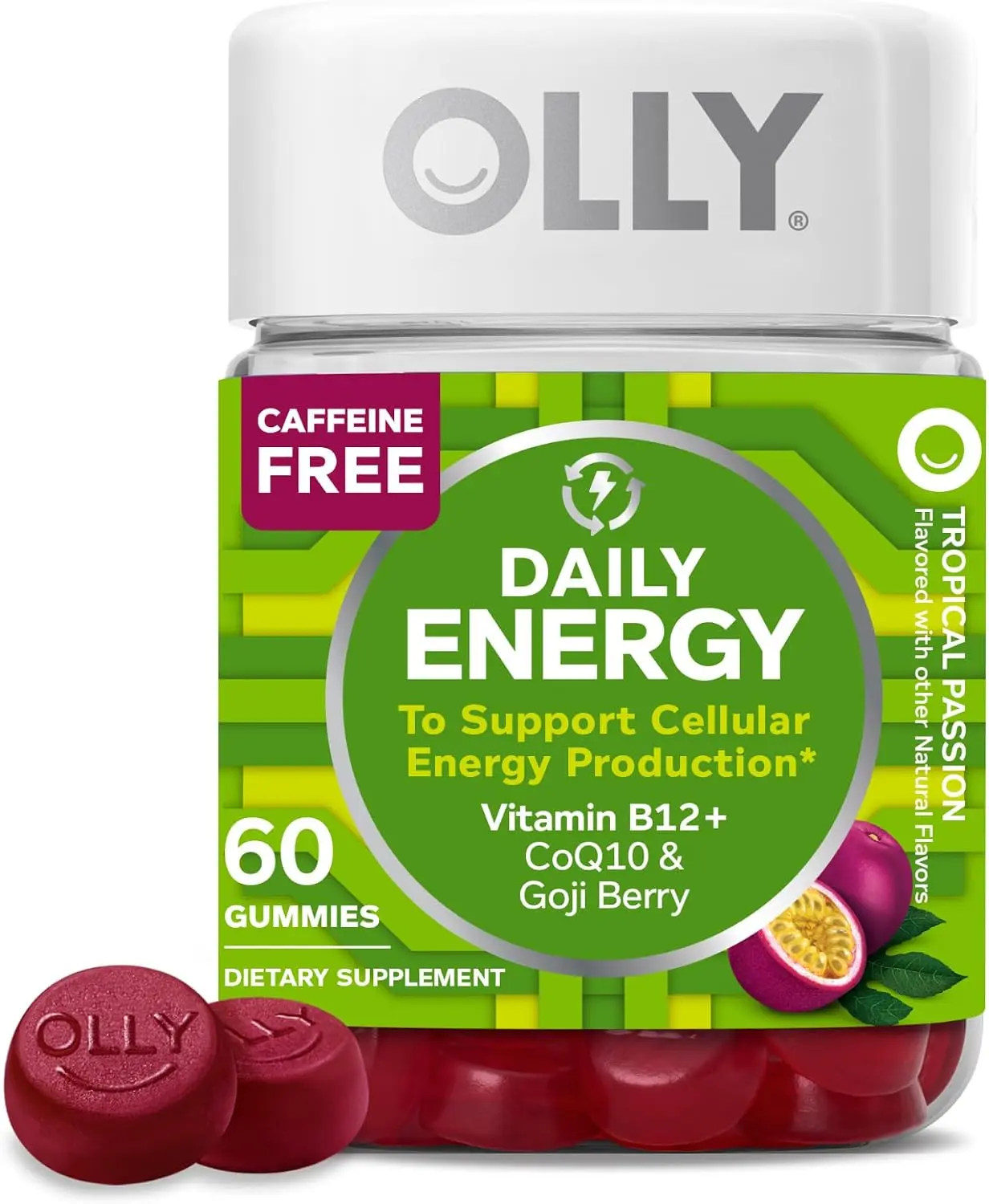 OLLY Daily Energy Gummy,Vitamin B12, CoQ10, Goji Berry - 60 Count