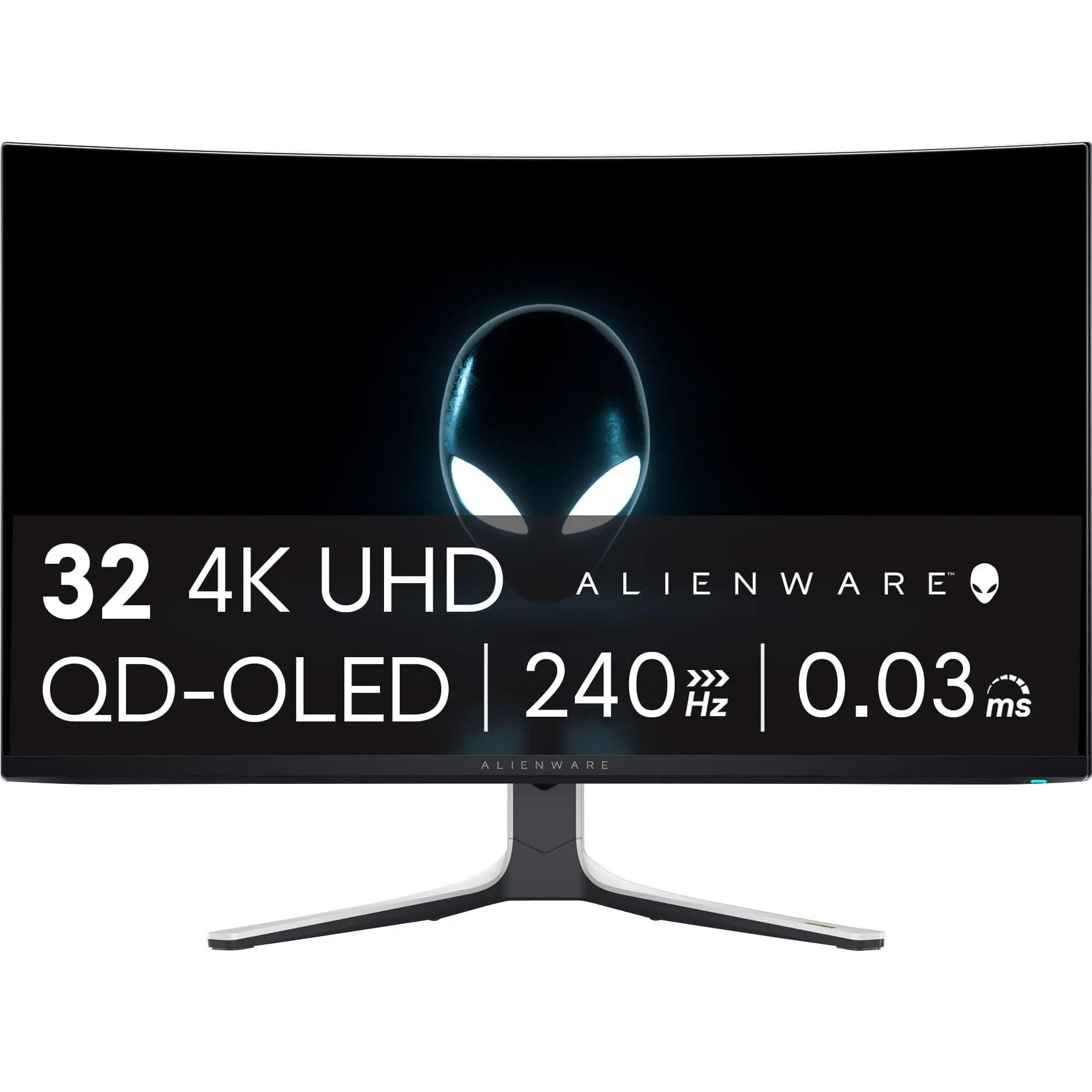 Alienware - AW3225QF 32 QD-OLED Curved 4K UHD 240Hz 0.03-ms G-SYNC Compatible Gaming Monitor with HDR (HDMI, DisplayPort. USB) - Lunar Light