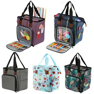 Huge Yarn Storage Organizer Bag Large Capacity Travel Knitting Crochet Bag for Unfinished Projects Hooks Needles Skein Yarn Supplies Yarnmacrame