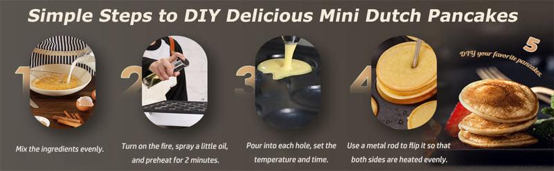 【Restock Sale】GARVEE Mini Muffin & Dutch Pancake Maker, 25-50 Hole Stainless Steel Electric Machine, Non-Stick Surface, 1.8" Diameter, 50-300°C Temp & Time Control, Ideal for Home & Restaurant Use, 850W, 110V