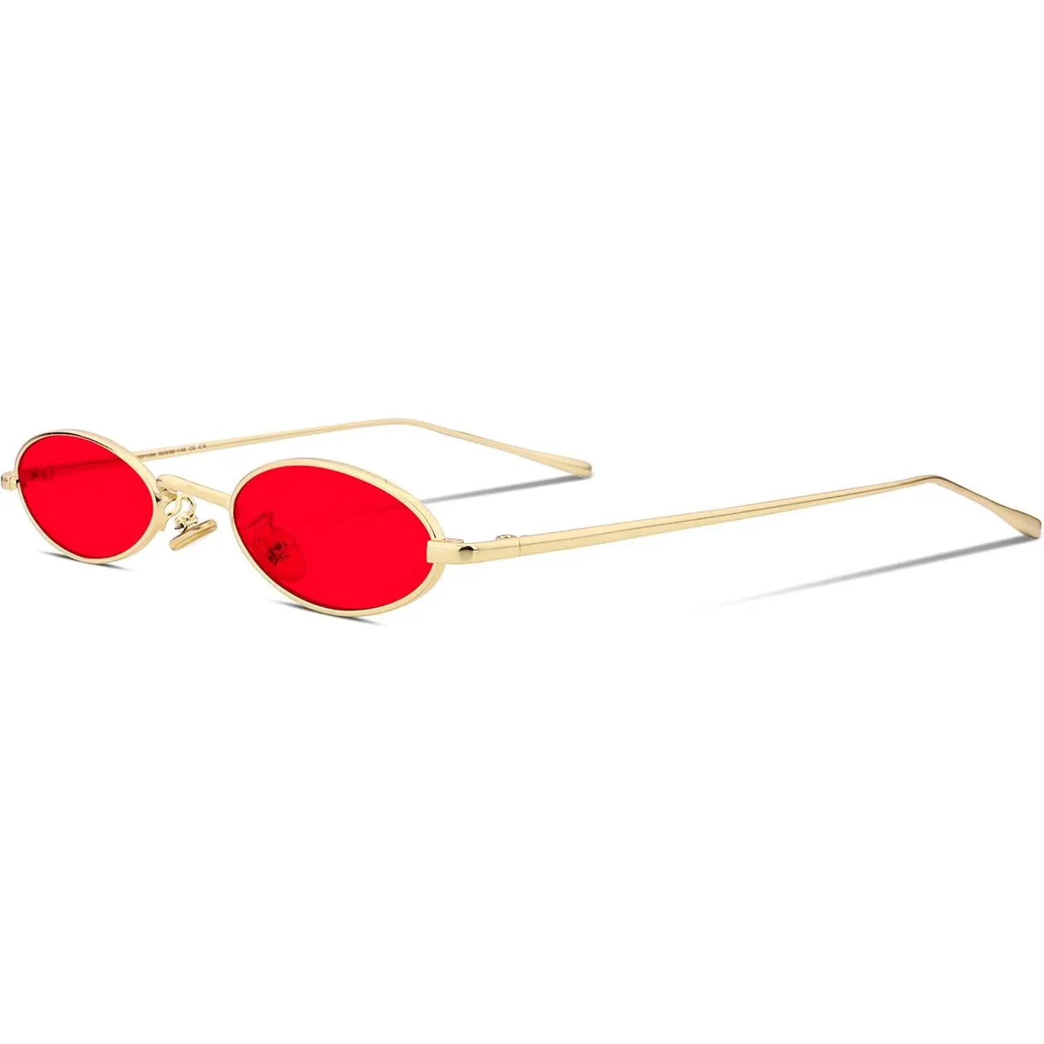 EyeconicFinds Vintage Small Sunglasses Oval Slender Metal Frame Candy Colors B2277