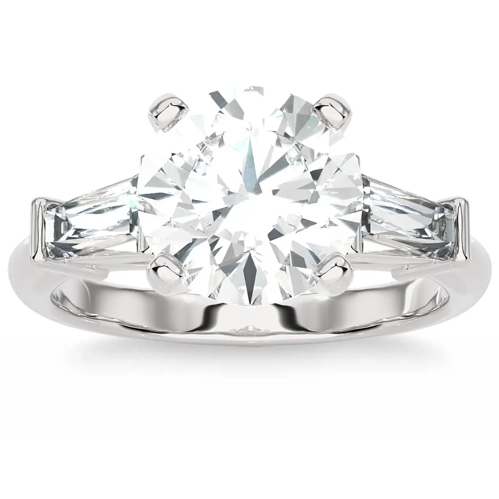 Certified 2 5/8Ct 3-Stone Baguette Diamond Engagement Ring 14k Gold Lab Grown