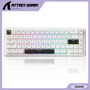 ATTACK SHARK X65HE Wired Rapid Trigger Magnetic Switch 65% Mechanical Gaming Keyboard,Hall Effect Top Mounted RGB Hot Swap,Adjustable Actuation,8KHZ Polling Rate,PBT Keycaps for Win/Mac