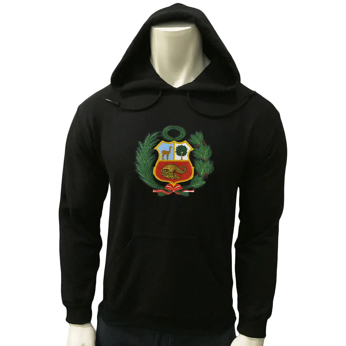 New Peru Coat Of Arms Rhinestones Shield Peruvian Men's Hoodie Sweatshirt S M L XL