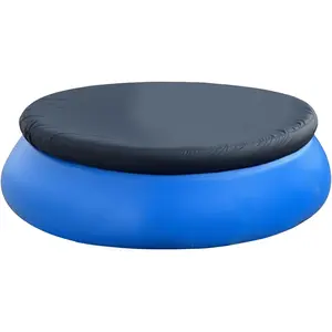10 FT Round Inflatable Outdoor Swimming Pool Cover, Dustproof Waterproof, Blocks Leaves and Debris, with Elastic Bands for Easy Installation, Black