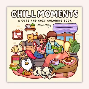 Chill Moments: A Cute and Cozy Coloring Book for Adults and Teens Featuring Girls and Boys in Relaxing Moments and Comfy Times for Stress Relief