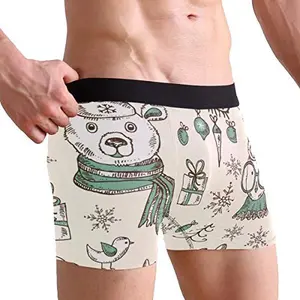 USED-Cooper Girl Deer Bear Christmas Tree Men's Boxer Shorts Underpants Multi