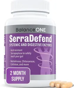 Balance ONE Biofilm Disruptor – Proteolytic Enzymes & Defense Supplement with Serrapeptase & Nattokinase – Systemic & Digestive Support – 60 Capsules, 2 Month Supply – for Women & Men – SerraDefend