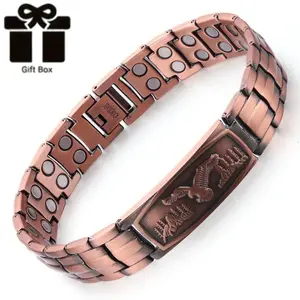 Healing Energy Eagle Pattern Bracelet 99.99% Pure Copper Magnetic Bangle for Men Women Retro Design with Regulator & Gift Box Fashion Jewelry Accessories