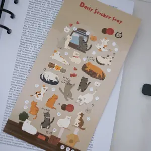 Cute Cats Sticker Sheet - Bonito Stickers - Korean Stationery for Planners/Junk Journals/Scrapbooks