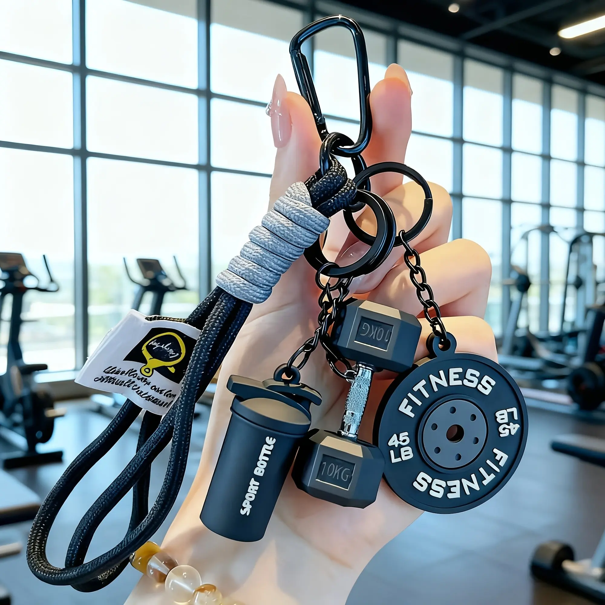 4-Piece Sporty Barbell Dumbbell Keychain Set, Keychain Pendant, Keyrings, Handmade Fitness Keychains, Couples Keychains, Athlete Keychain, Gym Lovers Essential, Fitness Accessory, Key Accessories, Perfect Gift