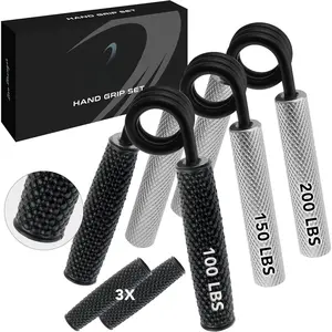 Metal Hand Grip Set, 100LB-200LB 3 Pack 50LB-200LB 4 Pack No Slip Heavy-Duty Grip Strengthener with  Box,  Wrist & Forearm Hand Exerciser,  Gym, Hand Gripper Grip Strength Trainer