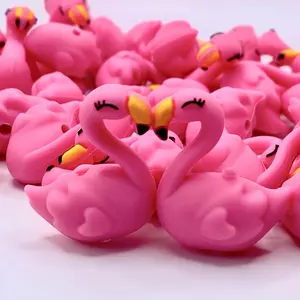 1pc Flocking Fabulous 3D Silicone Focal Beads | Pink Flamingo Craft Supplies DIY Beading