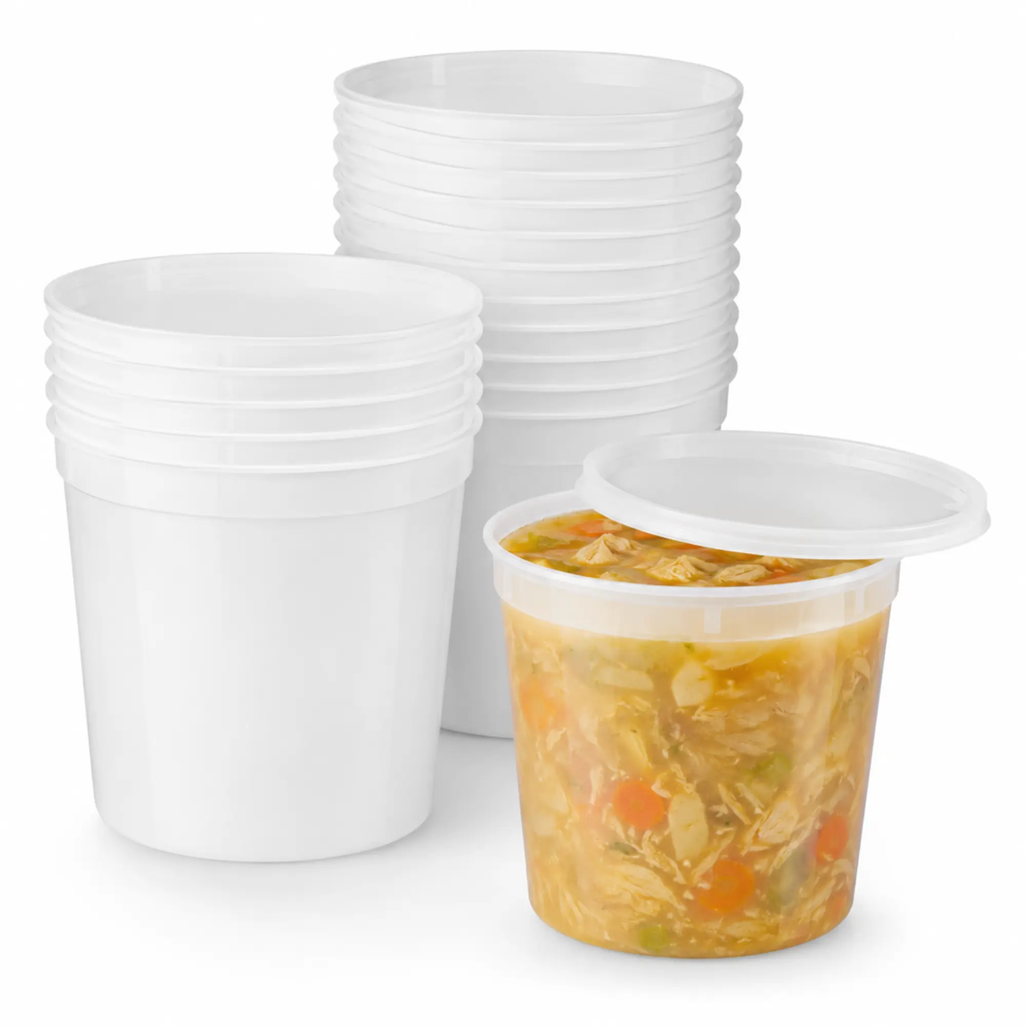 VeZee 86oz Polypropylene Plastic Food Storage Containers with Lids (10 Pieces) - Extra Strong Disposable Deli Containers, Leak-Proof, Stackable, Food-Grade, BPA-Free, Freezer & Microwave Safe for Healthy Meal Prep, Protein Meal Prep
