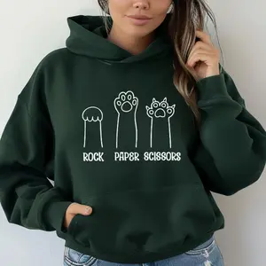 Rock Paper Scissors Hoodie, Funny Cat Paw Hoodie , Unisex Crewneck Hoodie for Cat Lover, Cat Owner Hoodie, Cat Paws Hoodie, Gift for Cat Mom