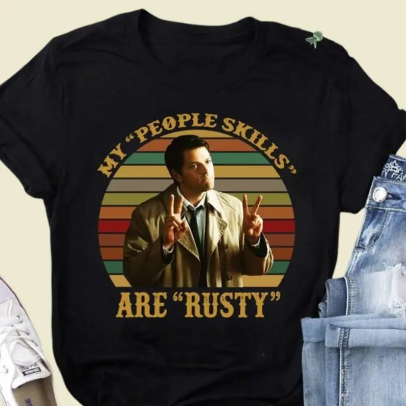 Castiel My People Skills Are Rusty T-Shirt – Supernatural Fan Tee, Winchester Brothers Shirt, Funny Angel Quote Shirt, TV Show Graphic Tee