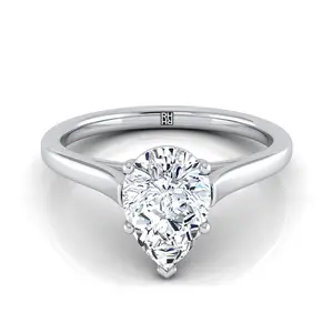 The Juliette Solitaire Engagement Ring Setting for Pear Diamonds in Platinum