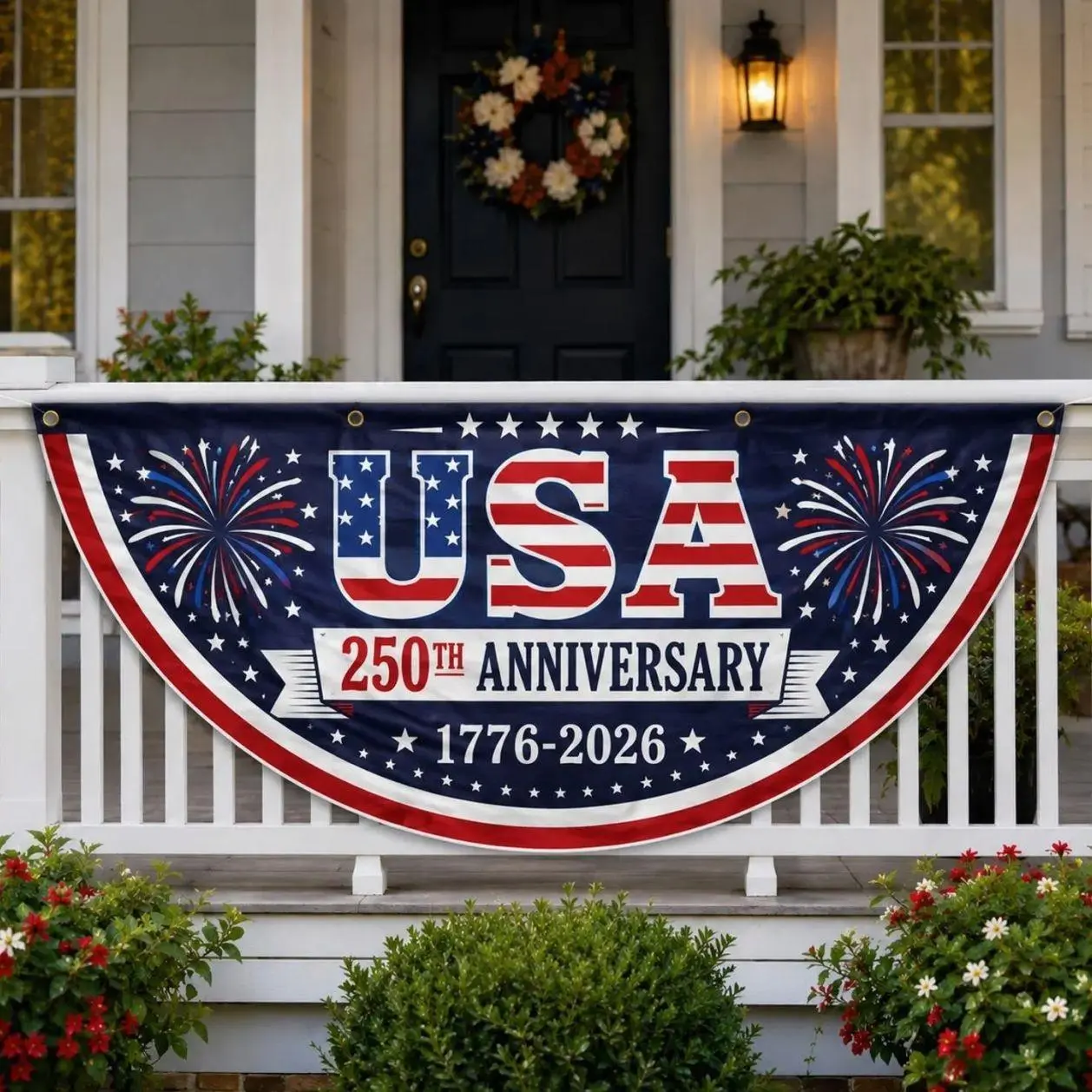 USA 250th Anniversary Semicircle Flag – Patriotic Outdoor Decor