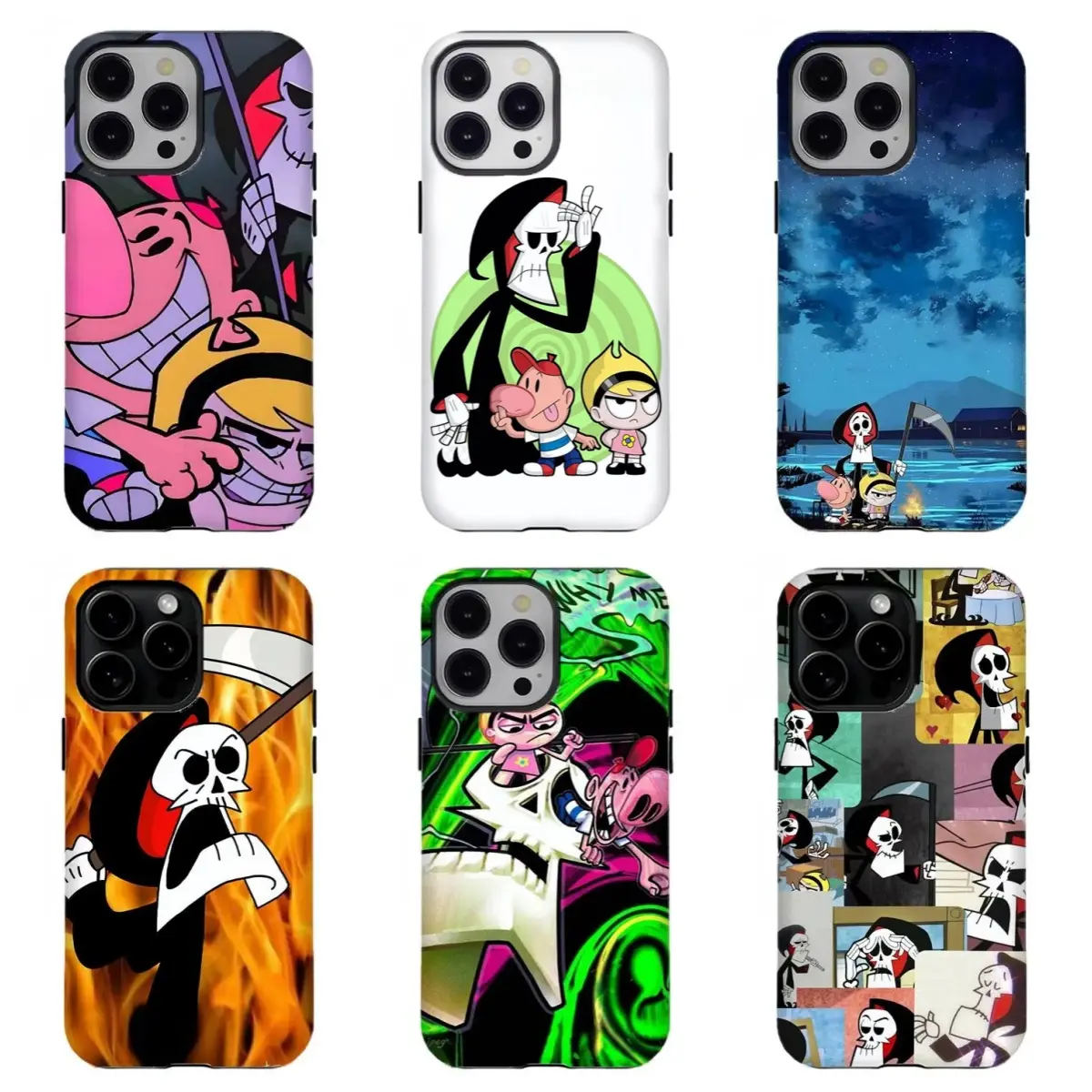 Billy Mandy Custom Comic Collage Cellphone Casing - Character Graphic Shell Accessory with Cloth, Compatible for iPhone 12-17 and for Samsung S21-S25, Perfect Gift for Cartoon Fans, Phone Devices Accessories