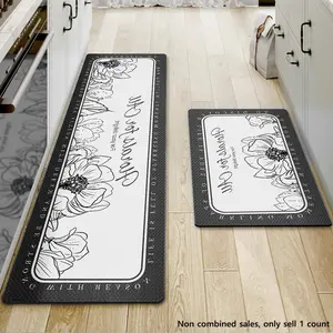 Floral & Letter Pattern Kitchen Mat, 1 Count Non-slip Kitchen Rug, Waterproof & Anti-oil Kitchen Runner Rug, Kitchen Mat for Home Decor