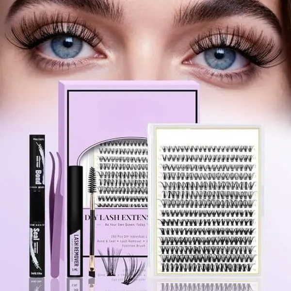 B&Q Eyelash Clusters Kit with Eyelash Box - 280 Clusters in 1 Tray, 30D-40D, 9-16mm Mixed Individual Lashes, Comfortable Waterproof Bond & Seal, Remover for DIY Home Classic Makeup Tool Extensions, Lash Extension, Cosmetic, Vegan, Diy Lashes