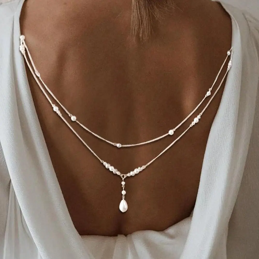 Pearl Back Necklace Chains for Backless Dress Bridal Wedding Shoulder Body Jewelry for Women Summer Backdrop Body Chain - TikTok Shop Pearl Back Necklace Chains for Backless Dress Bridal Wedding Shoulder Body Jewelry for Women Summer Backdrop Body Chain - TikTok Shop