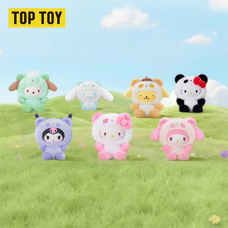 TOPTOY SR Family Colorful Panda Plush Blind Box, Popular Characters Hello Kitty Cinnamoroll Kuromi My Melody Soft Bag Charm, Cute Summer Collectible Gift for Fans,Lovely Decorative Accessory and Surprise Collectible Gift, Deals for You Days, Boxed Collect