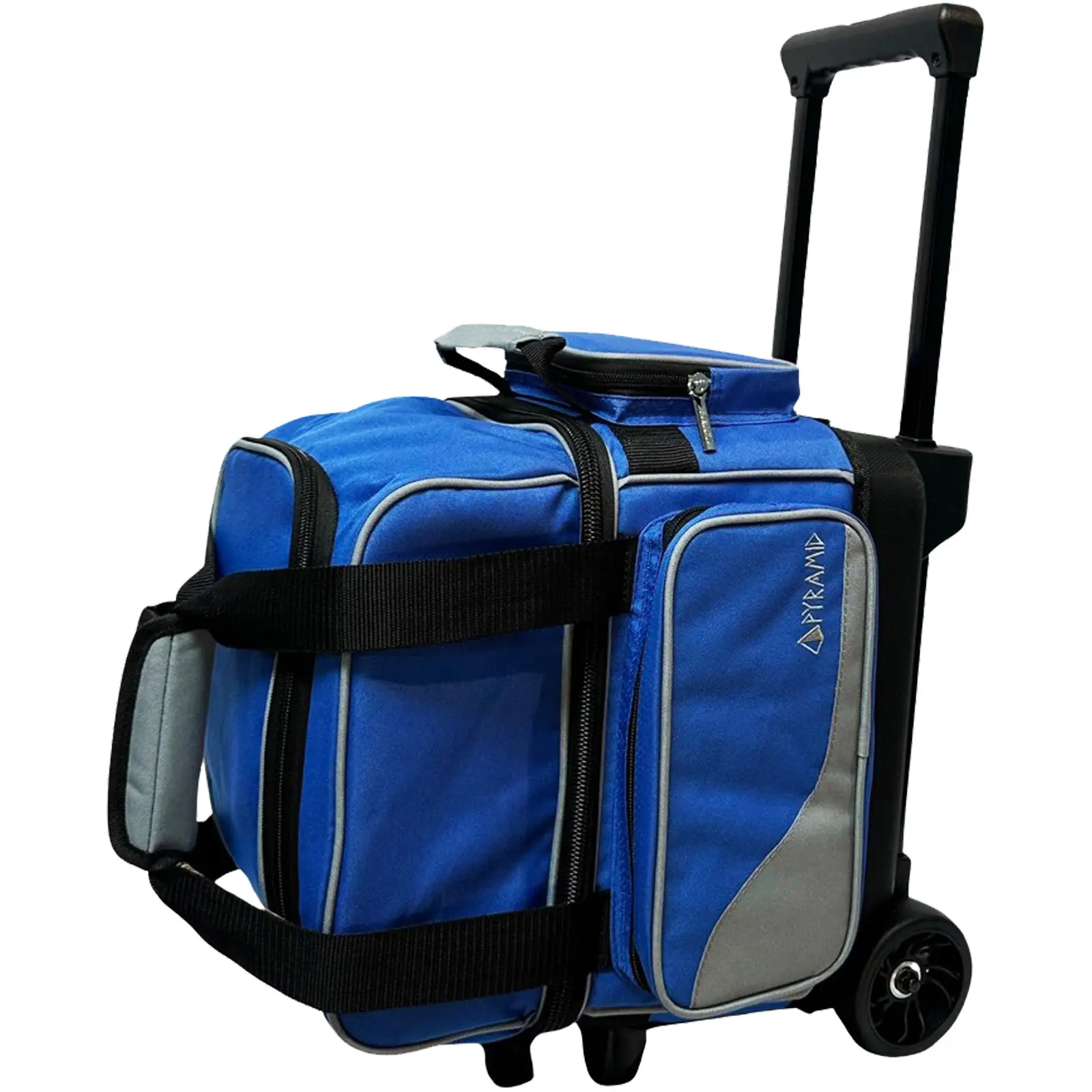 PYRAMID Path Pro Deluxe Single Ball Roller Bowling Bag, 600D Polyester with Extendable Handle, Separate Shoe Compartment and Rubber Wheels