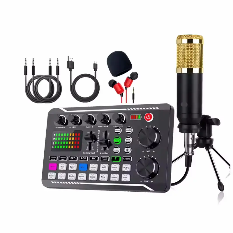 Professional Microphone Mic Bluetooth Wireless Sound Mixer Card For PC Condenser USB Wired Digital Live Wireless Soundcard Studio Kits Voice Changer Mike Live streaming karaoke recording mobile computer, Studio Equipment, Audio Equipment