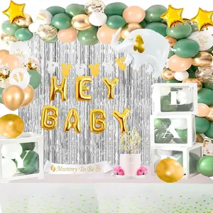 Baby Shower Decorations - All-in-One inclusive Decor Set， Complete and simple, uniquely styled gift box (Green Elephant)