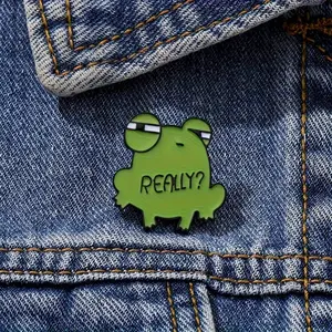 2pcs Cute Cartoon Style Enamel Pin - Charming Green Frog Alloy Brooch for Everyday & Party Wear - Fashion Accessory, Creative Clothing Accessories
