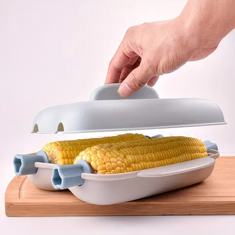 1 Microwave Oven Multi-Function Steamed Corn Steamer | Heat-Resistant, Microwave Safe, Flip Top Closure, Polypropylene Material