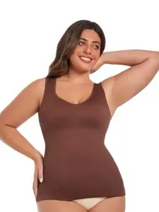 Women's V-Neck Ribbed Knit Top, Slim-Fitting Longline Vest, Comfortable Casual Plain Design, Perfect Holiday Gift