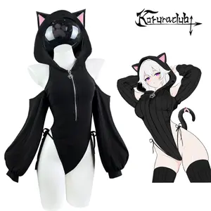 KORURACLUB Shy Neko SR05 Cat Bodysuit - Complete Set with Cat Ears & Tail for Anime Conventions Halloween All Seasons Plain Pattern