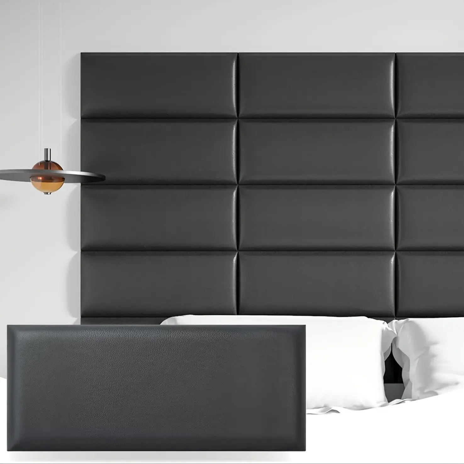 5-Piece Peel & Stick Headboard Soft Padding Interior Wall Panels, Anti-Collision Soundproof Self-Adhesive Wall Covering, DIY Wall Mounted Decoration, Renter Friendly Wall Panels, Peel And Stick Panels For Walls