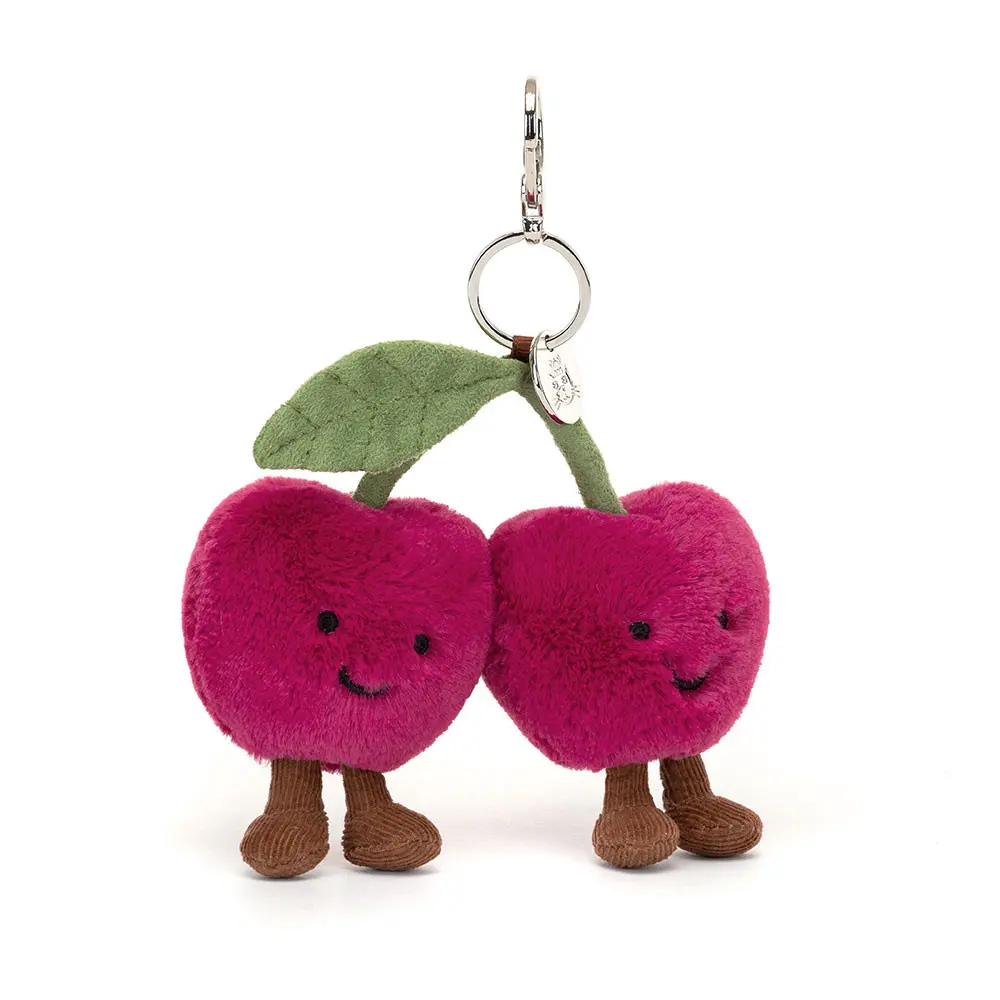 Cherries Soft Mini Plush Keychain – Cute Fuzzy Alternative Fashion Accessory with Kawaii Aesthetic for Bag Charm Styling