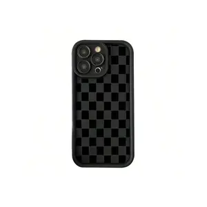 Black Checkerboard Print Phone Case for iPhone 17 Pro Max / 16 Pro Max / 15 Pro Max / 14 Pro Max / Galaxy S26 Ultra / S25 Ultra / S24 Ultra / S23 Ultra
